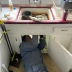 plumber replacing sink